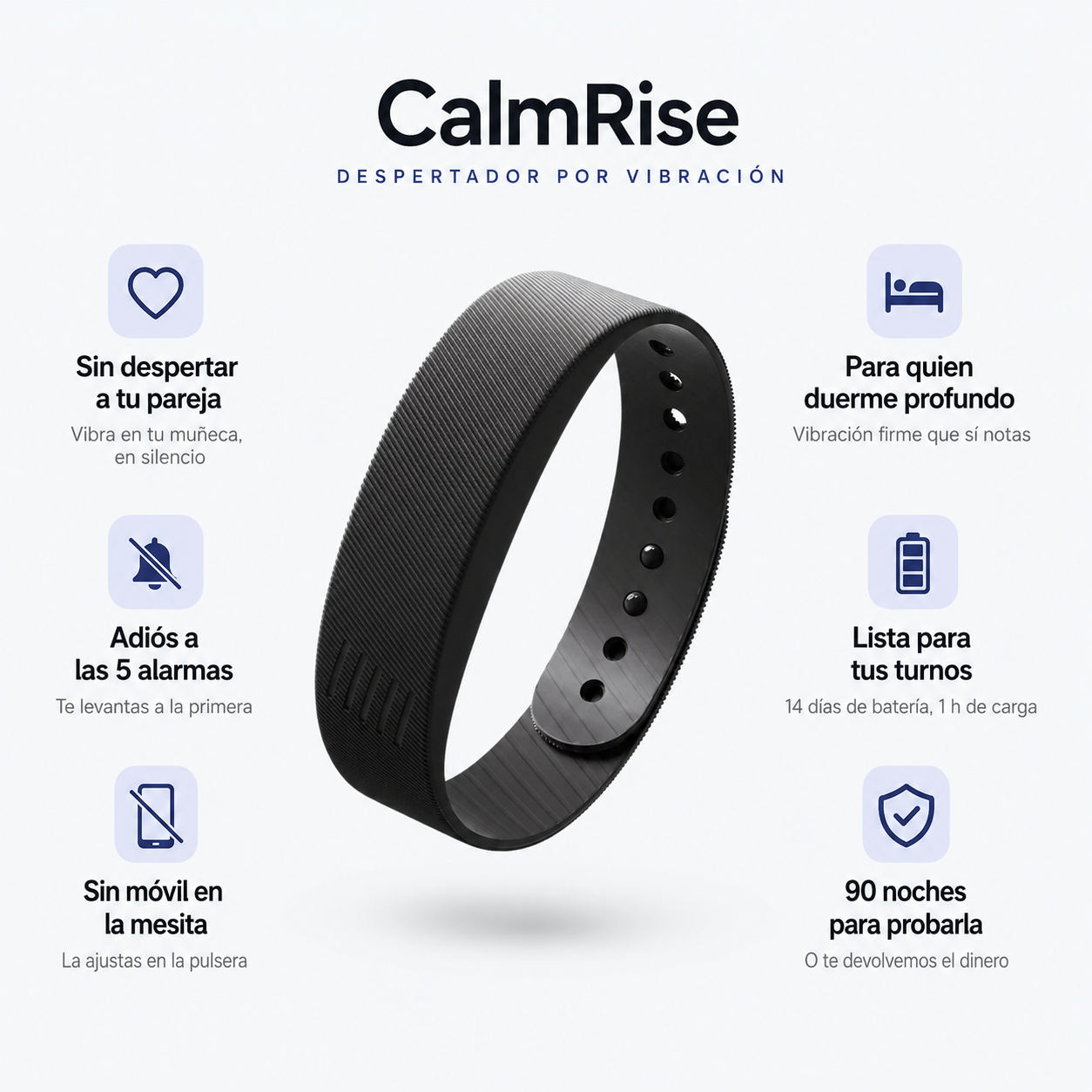 CalmRise — Réveil vibrant pour gros dormeurs